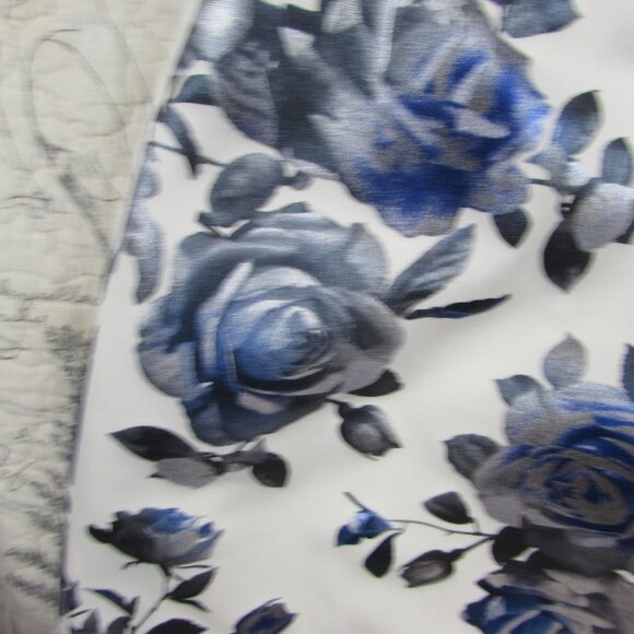 New ELIZA J Metallic One Shoulder Floral Print Ruffle Pencil Dress White Blue 2 - Picture 8 of 11